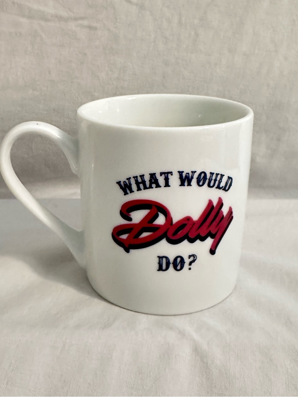 Draper James What Would Dolly Do? White Ceramic Mug Preppy Cowgirl Nashville